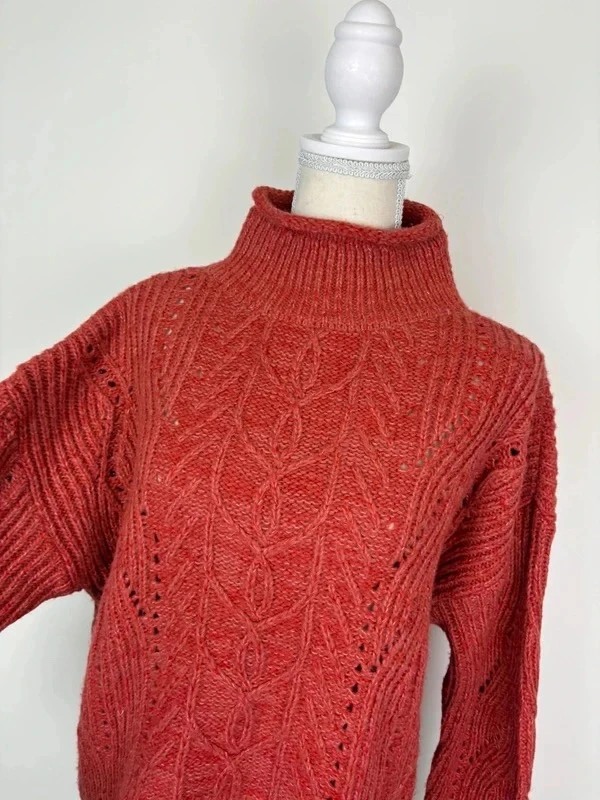 🌸 Vintage Red/Orange Knit Winter Sweater Size 40/L 🌸 – photo 2